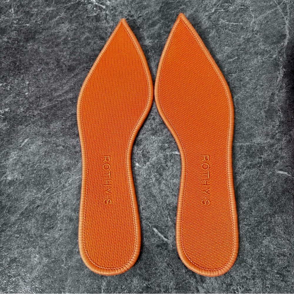 Rothy's Vibrant Tangerine Orange Ballet Flats Tortoiseshell Bottom Size 7.5 - Picture 6 of 13